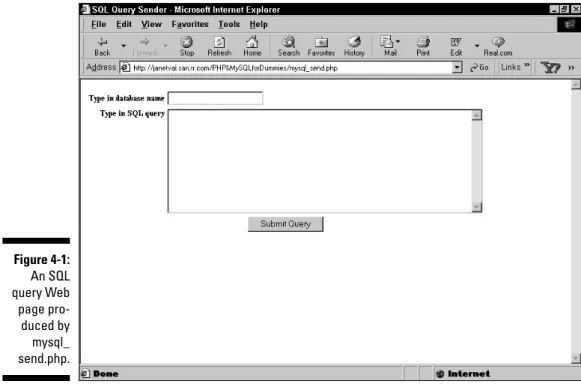 Figure 4-1: An SQL query Web page  pro-duced by mysql_ send.php.
