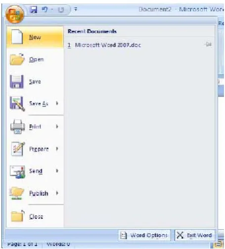 Gambar 2.Menu‐menu dalam office button 
