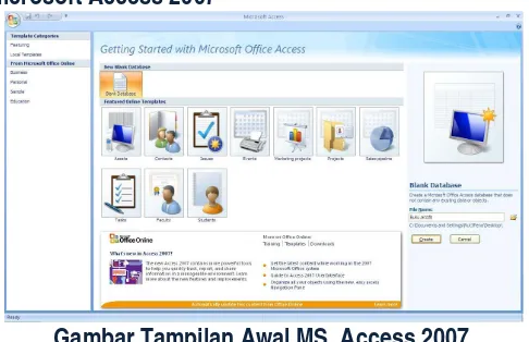 Gambar Tampilan Awal MS. Access 2007 