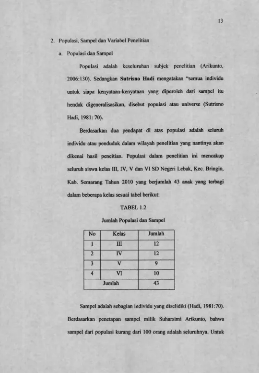 TABEL 1.2Jumlah Populasi dan Sampel