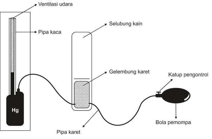 Gambar 1.  Tekanan yang bekerja pada zat cair dalam pipa U 