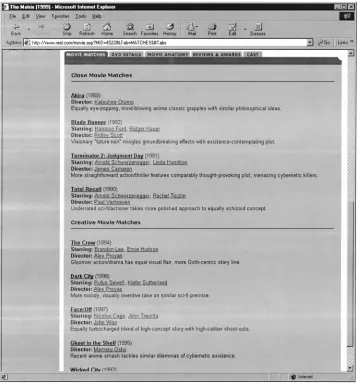 Figure 3.Reel.com’s Movie Matches presents editors’ picks for movies that will appeal to a customer using themovie a customer is currently browsing as an indication of interest