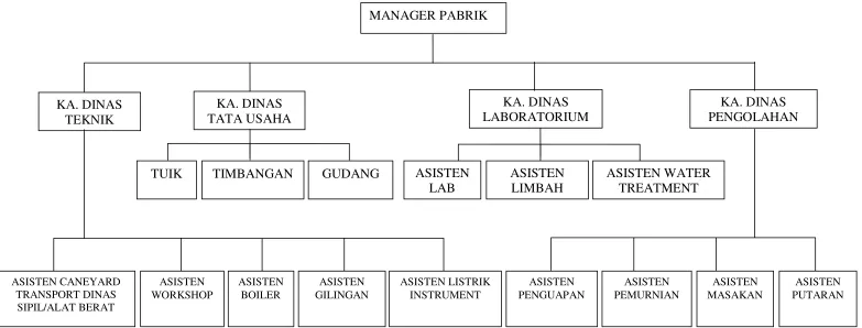 Gambar 2.1. Struktur Organisasi Pabrik gula Kwala Madu 