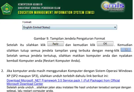 Gambar 9. Tampilan Jendela Pengaturan Format 