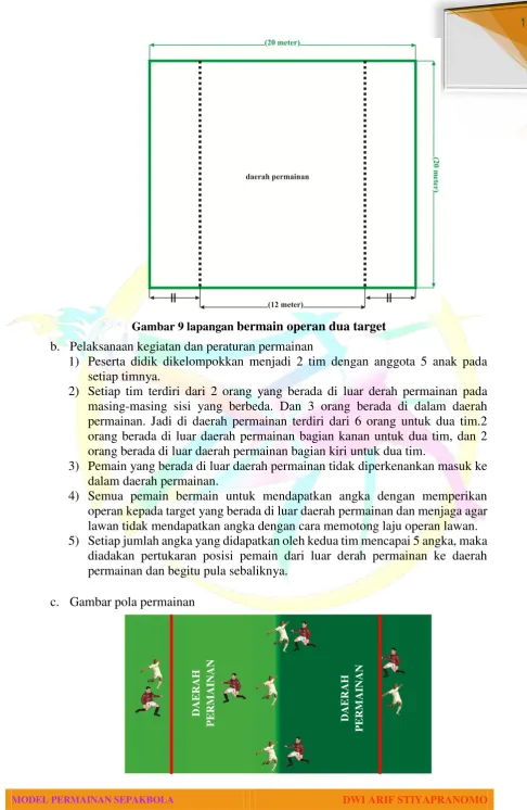 Gambar 9 lapangan bermain operan dua target 
