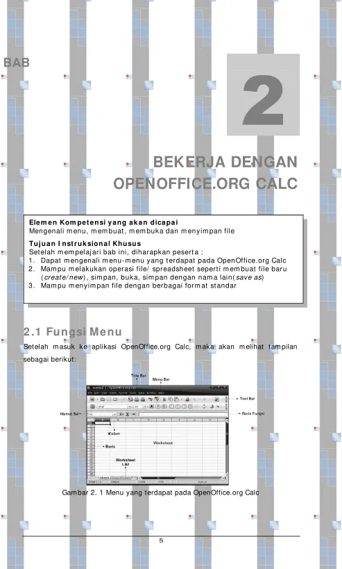 Gambar 2. 1 Menu yang terdapat pada OpenOffice.org Calc 