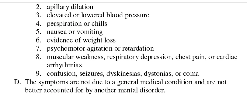 Tabel 2.2. Tabel Kriteria Diagnosa Penyalahgunaan Zat Menurut DSM IV TR 