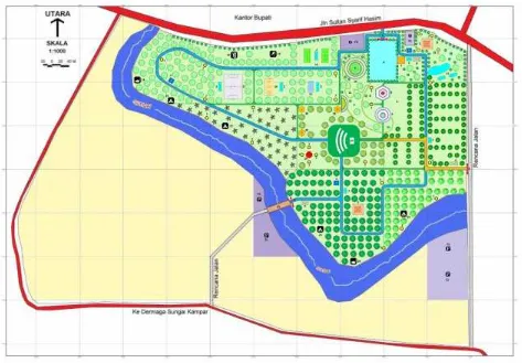 Gambar 3. Konsep tata letak tapak (Site plan) pada Taman Publik Kreatif Kota Pangkalan Kerinci
