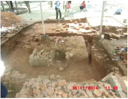Gambar 4. Struktur bata berdenah segi empat.(Sumber: Dokumen Balai Arkeologi Palembang)