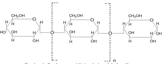 Gambar 1. Struktur rantai linier dari molekul amilosa 