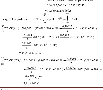 Tabel LB.17 Perhitungan Energi Masuk ke dalam Absorber (T-301) 