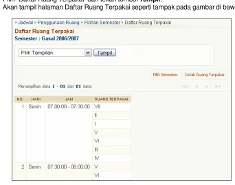 Gambar 23. Halaman Daftar Ruang Terpakai 