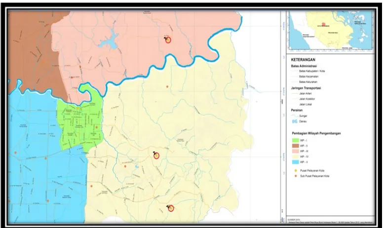 Gambar 2. Peta lokasi rencana pemindahan pusat perkantoran Kota Pekanbaru(Sumber : RTRW Kota Pekanbaru, 2012)
