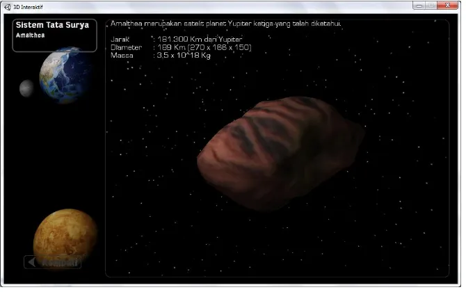 Gambar 4 menunjukkan tampilan menu anggota exoplanet yang di dalamnya terdapat materi exoplanetkarena belum diketahui peta dari tampilan dari materi  disajikan tampilan animasi 3D planet tanpa diberikan warna pada permukaan planet exoplanet tersebut