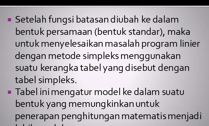 tabel simpleks. 