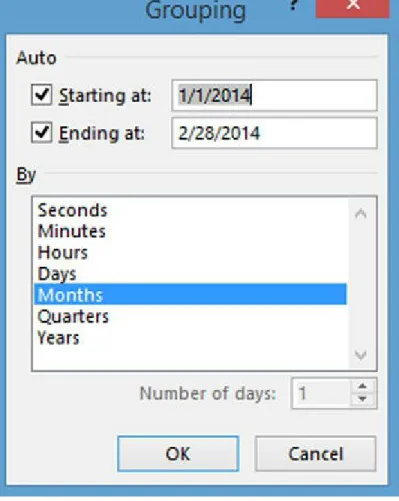 Figure 3-9. Dialog to select grouping by month