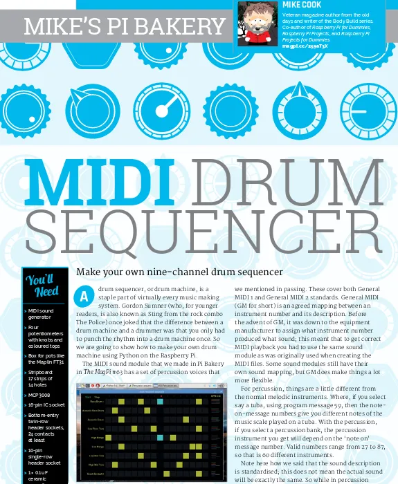 Figure 1 The screen layout for the drum sequencer