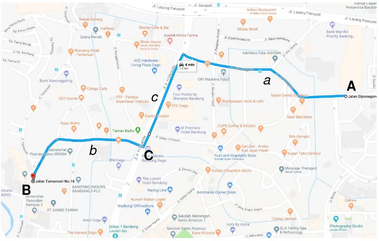 Gambar 1. Lokasi lalu lintas kota Bandung untuk simulasi Load Balancing 