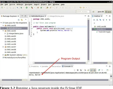 Figure 1-2 Running a Java program inside the Eclipse IDE