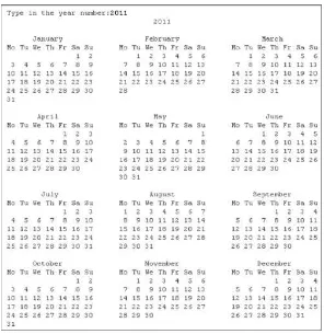 Figure 4.1. Calendar of the year 2011.