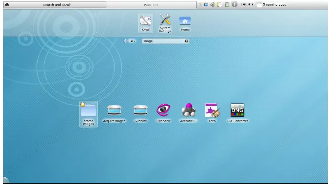 Figure 2-1 is from a netbook, which strives for a minimum number of desktop icons. Depending on your distribution, you may see a few other features