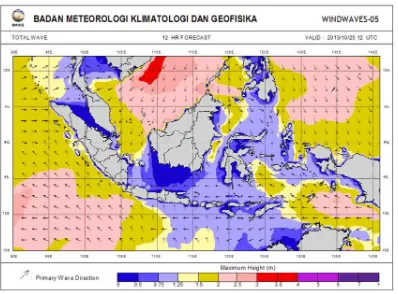 Gambar 2.2 Peta Gelombang Laut Indonesia Sumber: Badan Meteorologi dan Geofisika (BMKG) 