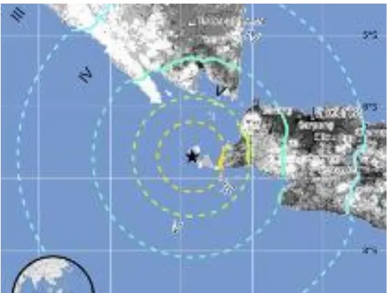 Gambar 2.4 Radius Getaran Gempa Gunung Krakatau Sumber : VIVAnews.com 