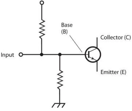 Figure 6-2 shows a current-limiting resistor connected between the emitter of a bipolar transistorand electrical ground, which also constitutes the negative power-supply connection (not shown)