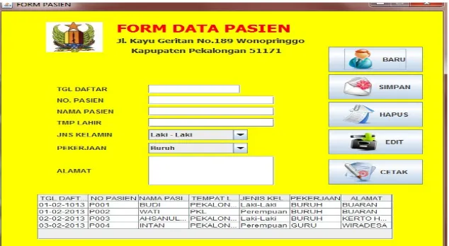 Gambar 5.5 Form Data Pasien