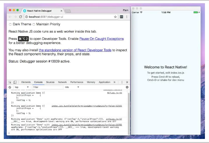 Figure 1-1. Using the Chrome Debugger with React Native