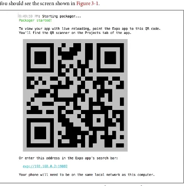 Figure 3-1. Previewing a Create React Native App by using a QR code