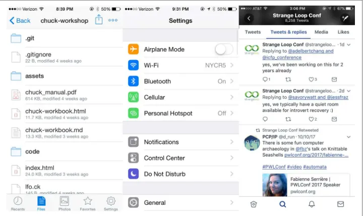 Figure 4-4. Lists as used by Dropbox, Twitter, and the iOS Settings app