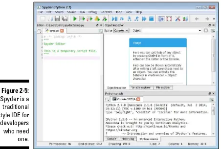 Figure 2-5:    Spyder is a  traditional  style IDE for  developers  who need  one.