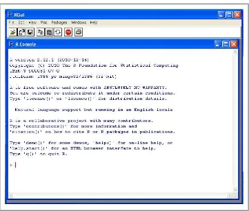 Figure 1-1. The RGui and R console on a Windows installation