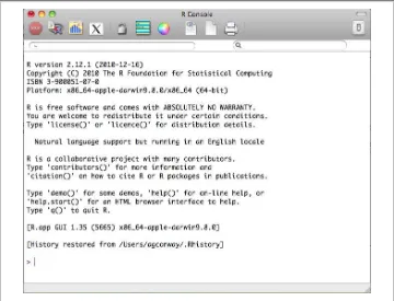 Figure 1-2. The R console on a 64-bit version of the Mac OS X installation
