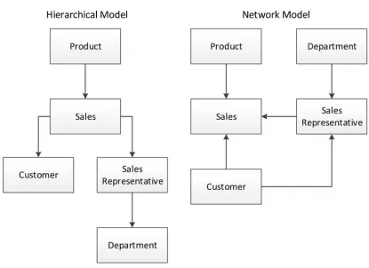 Figure 1-3. Hierarchical and network database models