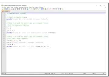 Figure 1-7. Adding code to the first_script.py in Anaconda Spyder