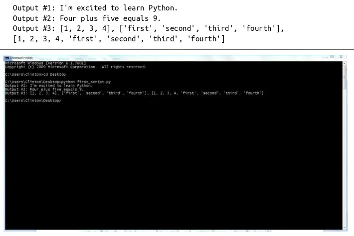 Figure 1-9:Output #1: I'm excited to learn Python.