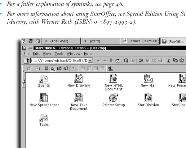 FIGURE 4.3The StarOffice desktop area contains shortcuts to open new documents of various types