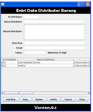 Gambar 1.26 Tampilan Form Data Distributor 
