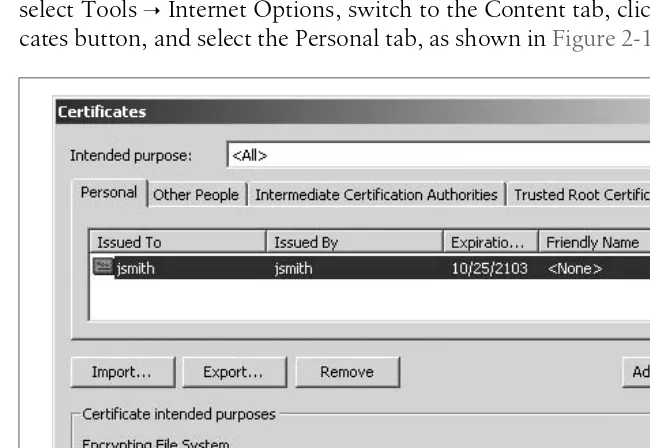 Figure 2-10. Exporting the EFS certificate and private key for user jsmith