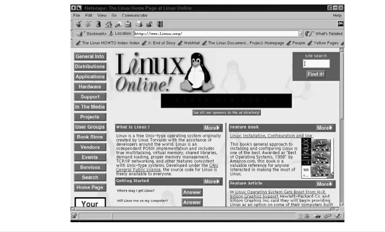 Figure 2.1 Linux sites proudly display the Linux penguin.