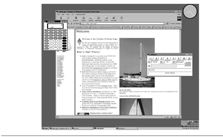 Figure 3.1 FVWM2 is the default in Red Hat Linux 5.2.