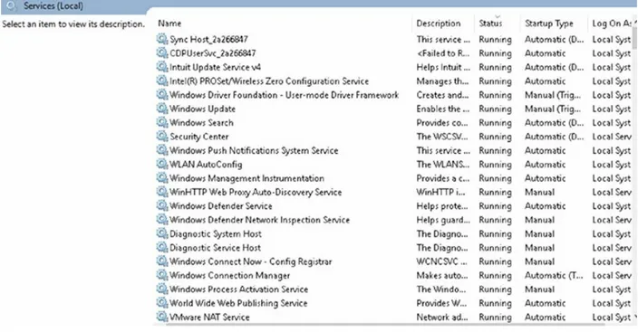 FIGURE 2.9  Windows 10 Services