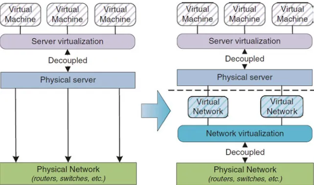 Fig. 2.1 Differences between server and network virtualization
