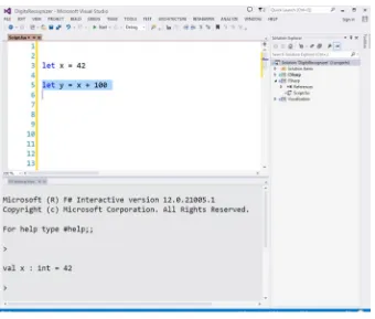 Figure 1-9. Executing code live in F# Interactive