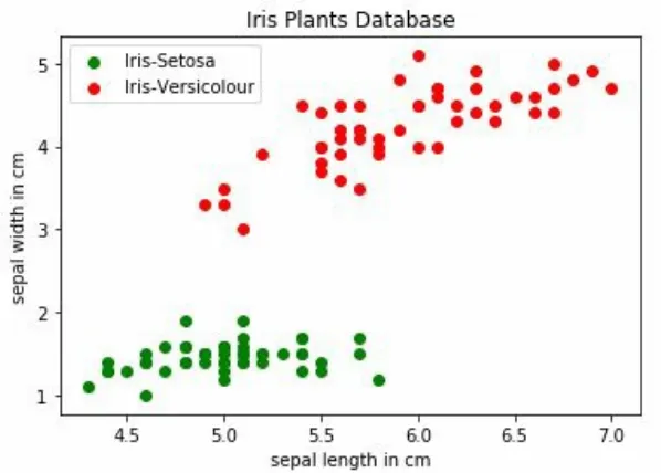 Figure 2.2: Iris plants database (two classes)