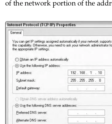 Figure 1-6A default class C subnet mask applied to a class C IP address.