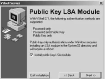 Figure 1.25Authentication and LSA module screen.