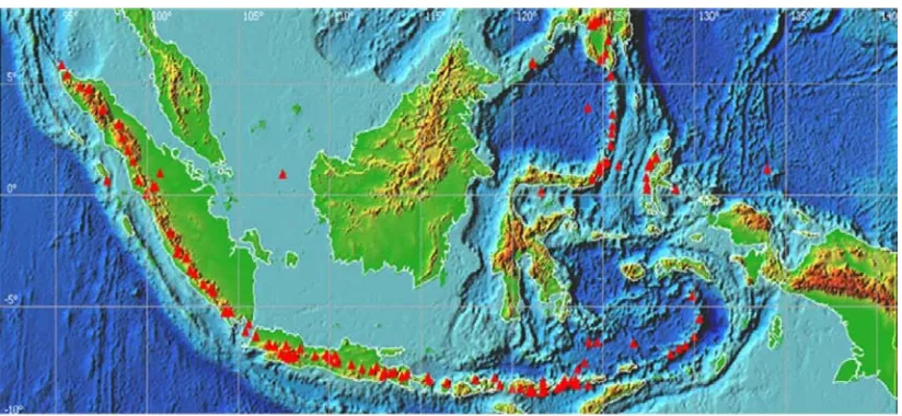 Gambar 2.1 Peta Sebaran Gunung Berapi di Indonesia 
